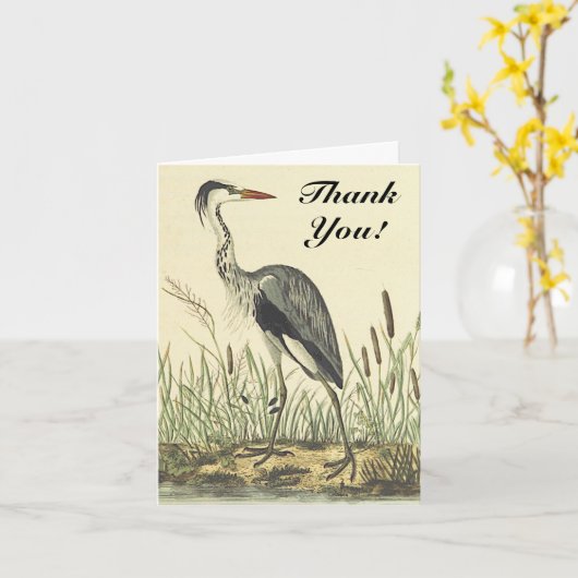 Grote vogel, "Dank je wel!", Retro-uitvoering Kaart (Gele Bloem)