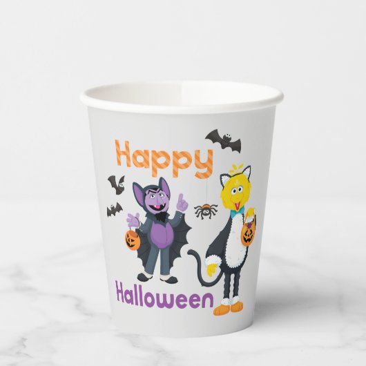 Grote vogel en graaf | Fijne Halloween Papieren Bekers (Links)