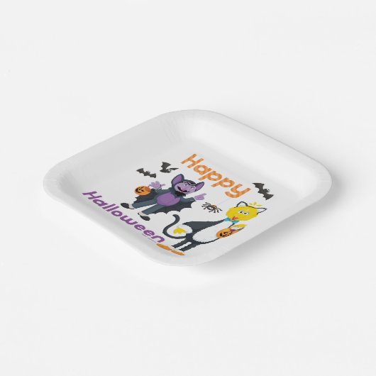 Grote vogel en graaf | Fijne Halloween Papieren Bordje (Gebogen)