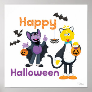 Grote vogel en graaf   Fijne Halloween Poster
