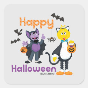 Grote Vogel en Graaf Gelukkig Halloween Vierkante Sticker