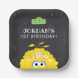 Grote vogel krijtbord confetti verjaardag papieren bordje