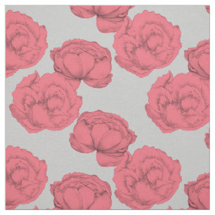 Grote volken Romantic Roze grijze patroonflora Stof