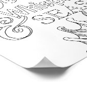 Grote volwassen kleurplaat Octopus Ocean Art Poster (Hoek)