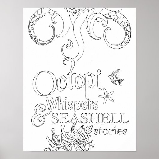 Grote volwassen kleurplaat Octopus Ocean Art Poster (Voorkant)