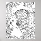 Grote Volwassen Kleurplaat Tropische Vissen Oceaan Poster (Voorkant)