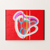 Grote vormen geometrische puzzel hoofdkleur rood legpuzzel (Horizontaal)