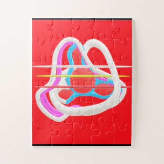 Grote vormen geometrische puzzel hoofdkleur rood legpuzzel (Verticaal)