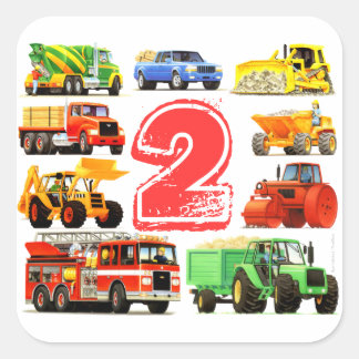 Grote vrachtwagens 2e verjaardag vierkante sticker