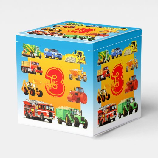 Grote vrachtwagens 3e verjaardag bedankdoosjes (Voorkant Zijde)