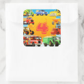 Grote Vrachtwagens 4e Verjaardagsfeestje Aangepast Vierkante Sticker (Tas)