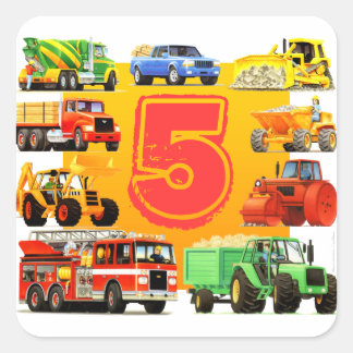 Grote vrachtwagens 5e verjaardag vierkante sticker