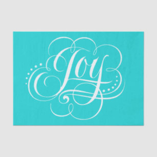 Grote VREUGDE Kalligrafie Lettering Bloeiende Aqua Tissuepapier
