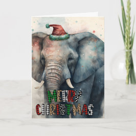 Grote vrolijke kerst gelukskaart met olifant kaart