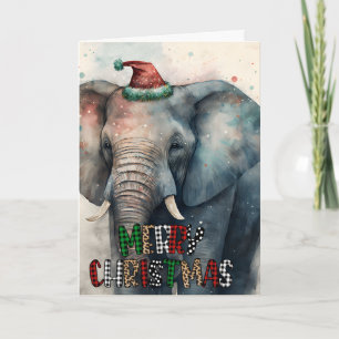 Grote vrolijke kerst gelukskaart met olifant kaart