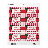 Grote vrolijke kerst pepermunt labels (Full Sheet)