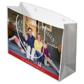 Grote vrolijke kerstfoto groot cadeauzakje (Achterkant Gekanteld)