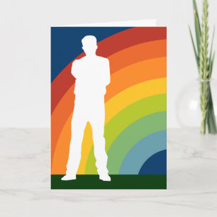 grote vrolijke regenboog die uit aankondiging