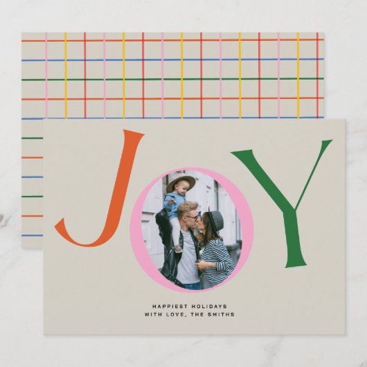 Grote Vrolijkheid Fotokaart met Buffalo Plaid Kaart (Voorkant / Achterkant)