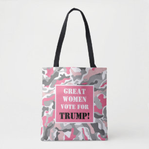 Grote vrouwen stemmen voor Trump Pink Camo Tote Bag