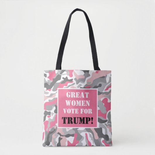 Grote vrouwen stemmen voor Trump Pink Camo Tote Bag (Voorkant)