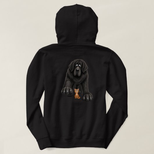 Grote VS Kleine newfie kat Hoodie (Design achterkant)