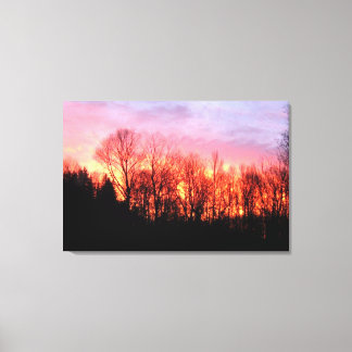 Grote Vurige Zonsopgang Verpakt Canvas Afdruk