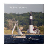 Grote vuurtoren en boottegels tegeltje (Voorkant)