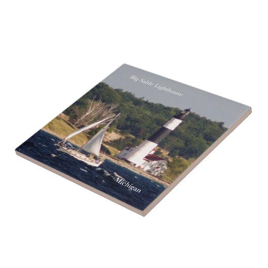 Grote vuurtoren en boottegels tegeltje (Zijkant)