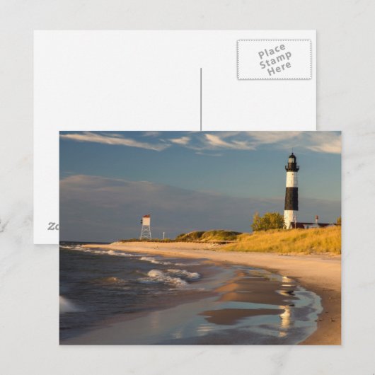 Grote vuurtoren op het Michigan-meer 2 Briefkaart (Voorkant / Achterkant)