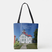 Grote vuurtoren over de hele canvas tas (Achterkant)