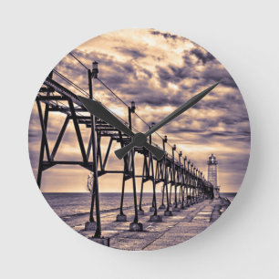 Grote vuurtoren van Haven en pier, Grand Haven Ronde Klok