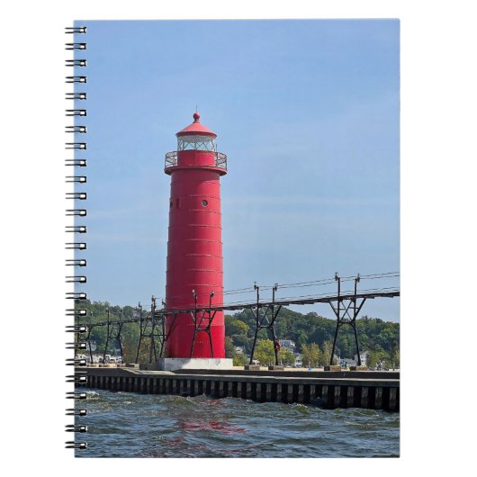 Grote vuurtoren van Haven Michigan Notitieboek (Voorkant)