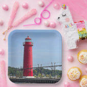 Grote vuurtoren van Haven Michigan Papieren Bordje (Feest)