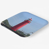 Grote vuurtoren van Haven Michigan Papieren Bordje (Gebogen)