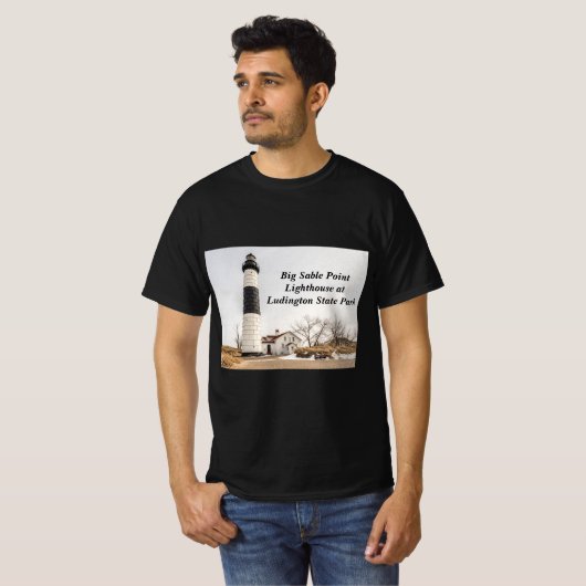 Grote vuurtoren van Sable Point in Ludington T-shirt (Voorkant volledig)