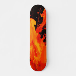 Grote Vuurvlam Abstracte Kunst op Zwart Persoonlijk Skateboard