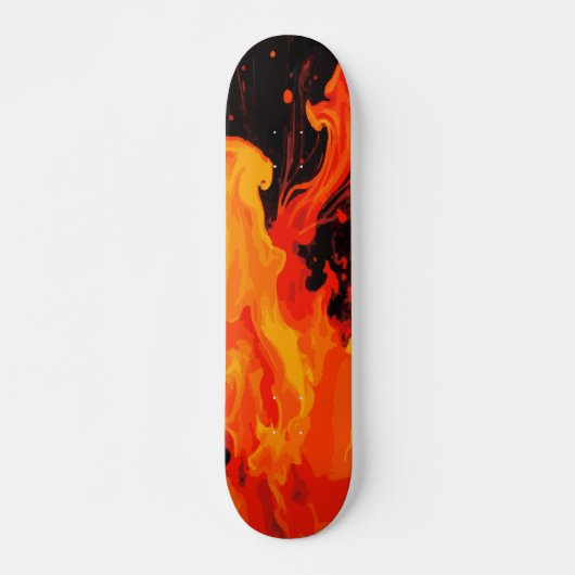 Grote Vuurvlam Abstracte Kunst op Zwart Persoonlijk Skateboard (Voorkant)