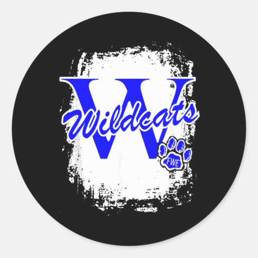 Grote W bij Wildcats Ronde Sticker (Voorkant)