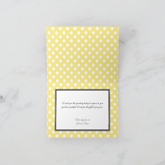Grote waardering gele polka dot dank je kaart (Binnen)