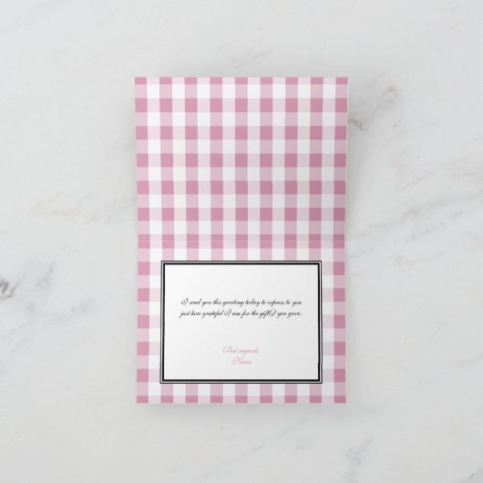 Grote waardering Pink Gingham Dank u kaarten (Binnen)