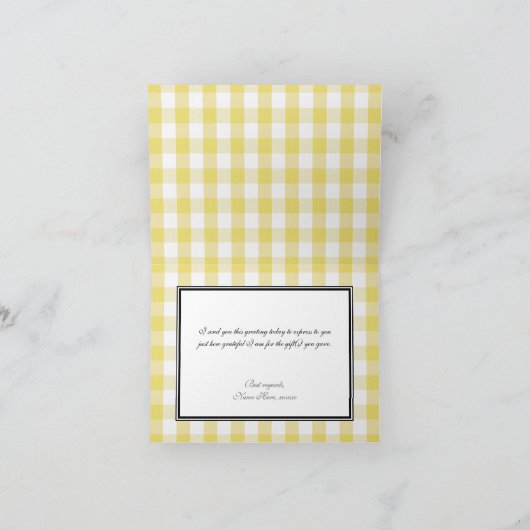 Grote waardering Yellow Gingham Dank u kaarten (Binnen)
