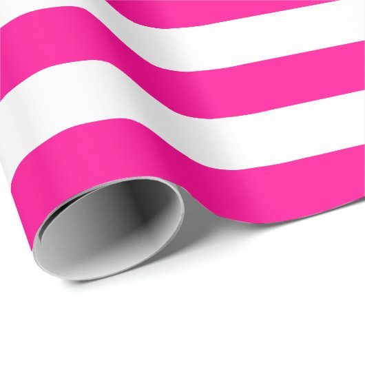 Grote warmroze en witte stripes — Verpakkingspapie Cadeaupapier (Rol Hoek)