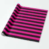 Grote warmroze en zwarte stripes, opvulpapier cadeaupapier (Uitgerold)