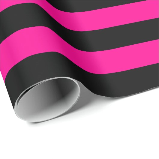 Grote warmroze en zwarte stripes, opvulpapier cadeaupapier (Rol Hoek)