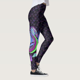Grote waterdraak op roze drakenschalen leggings