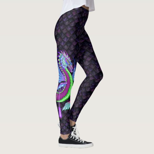 Grote waterdraak op roze drakenschalen leggings (Rechts)
