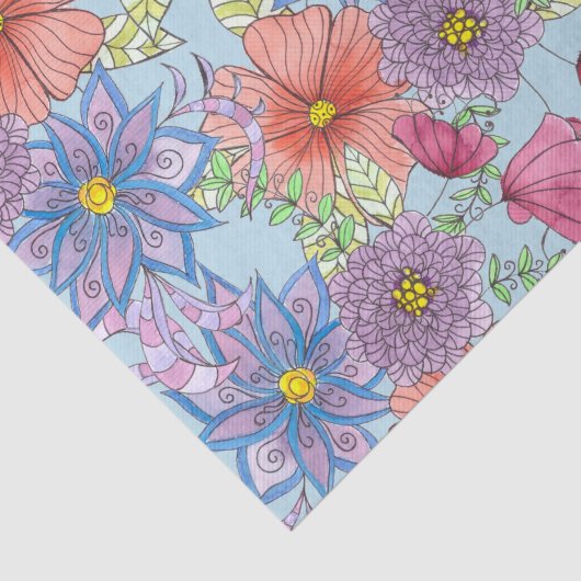 Grote Waterverf Bloemen en bladeren Botanisch Tissuepapier (Detail)