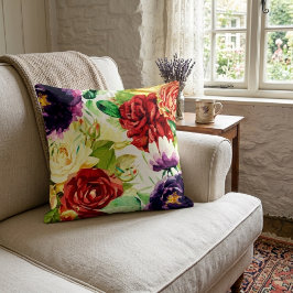 Grote waterverf bloemen in vintage stijl kussen