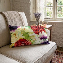 Grote waterverf bloemen in vintage stijl kussen